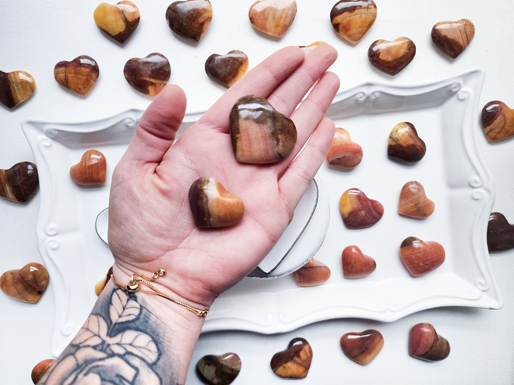 Sunset Calcite Mini Hearts