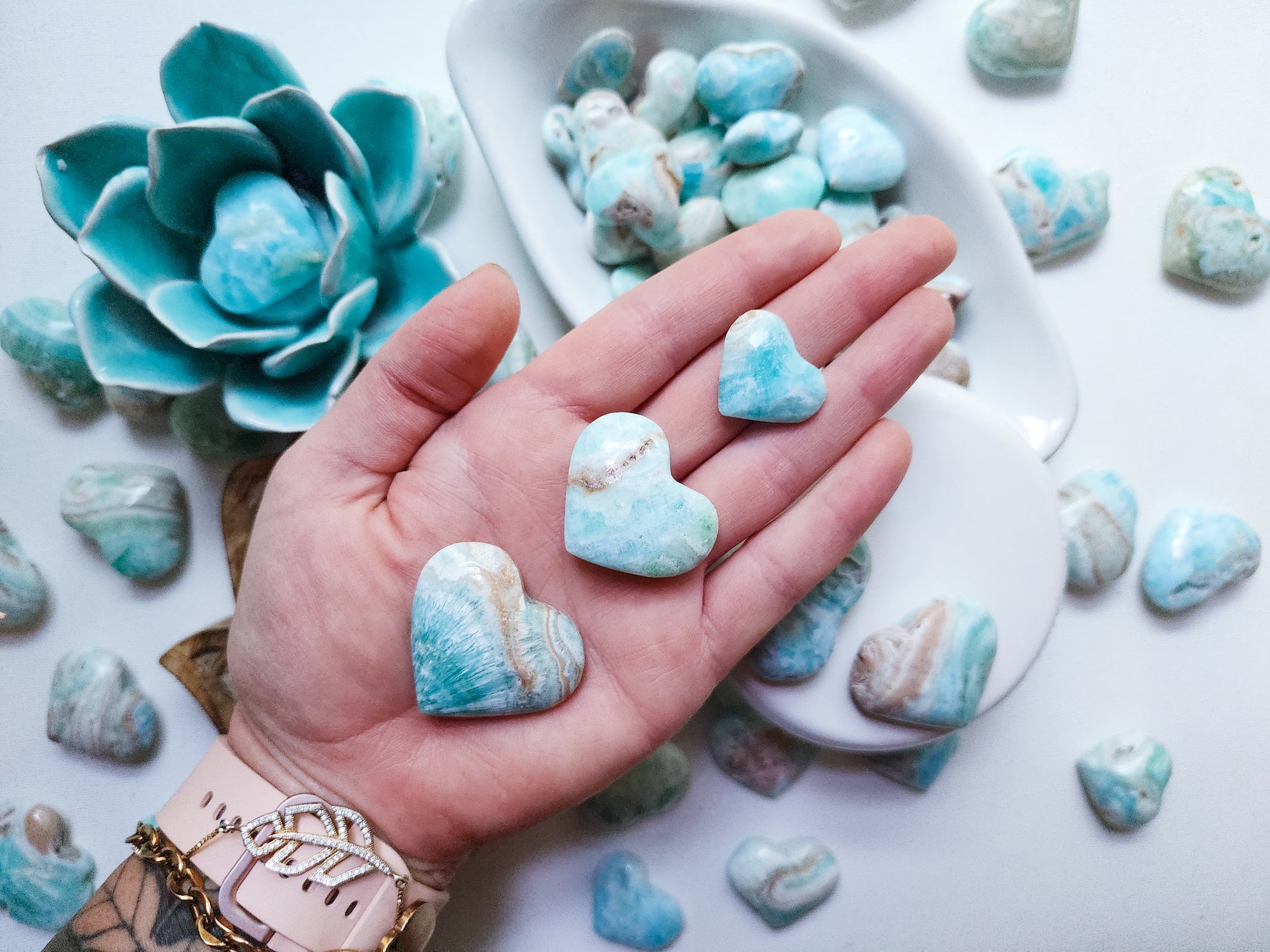 Blue Aragonite Mini Hearts