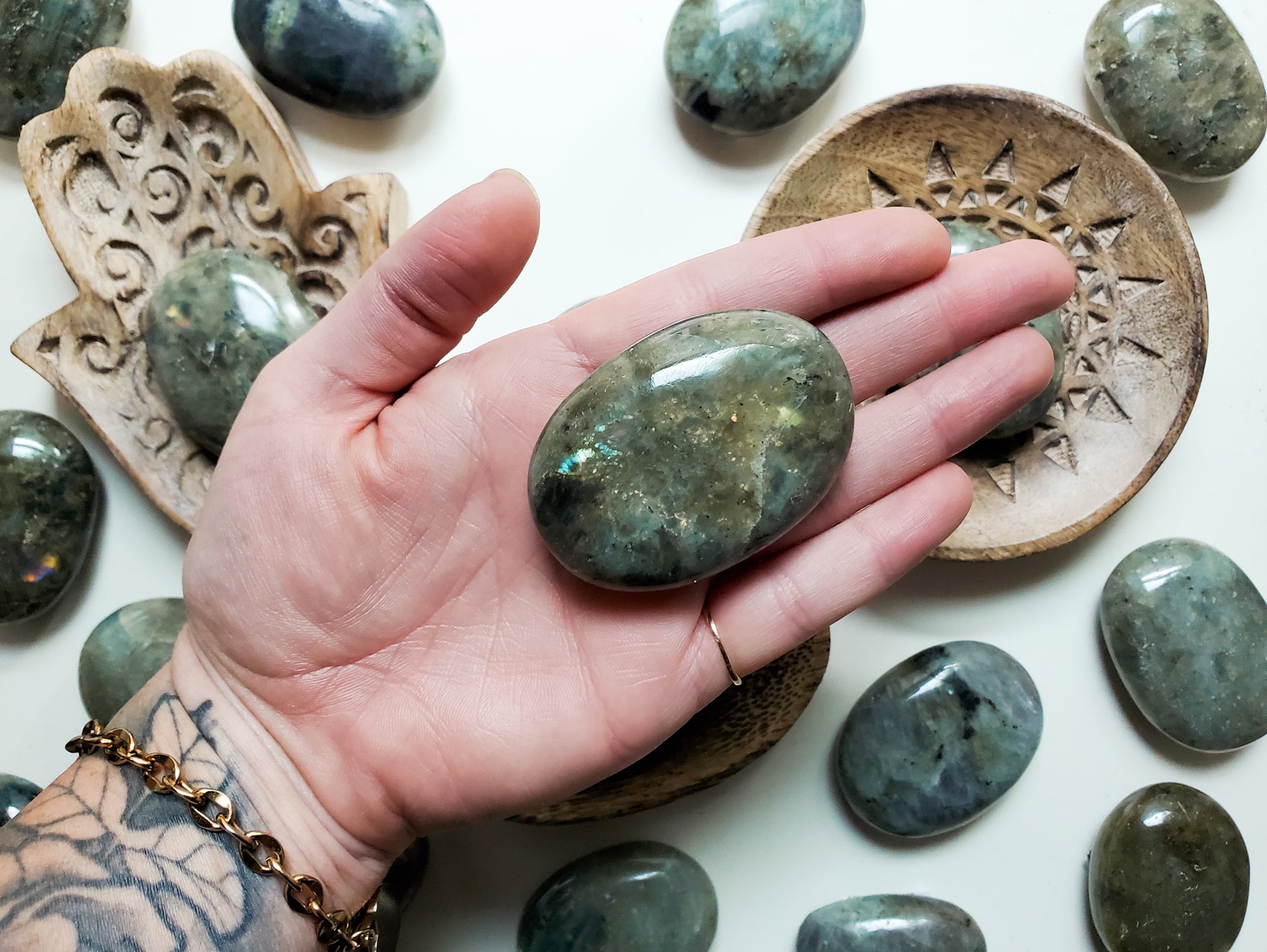 Labradorite Palm Stone || B Grade || Reduced Price!