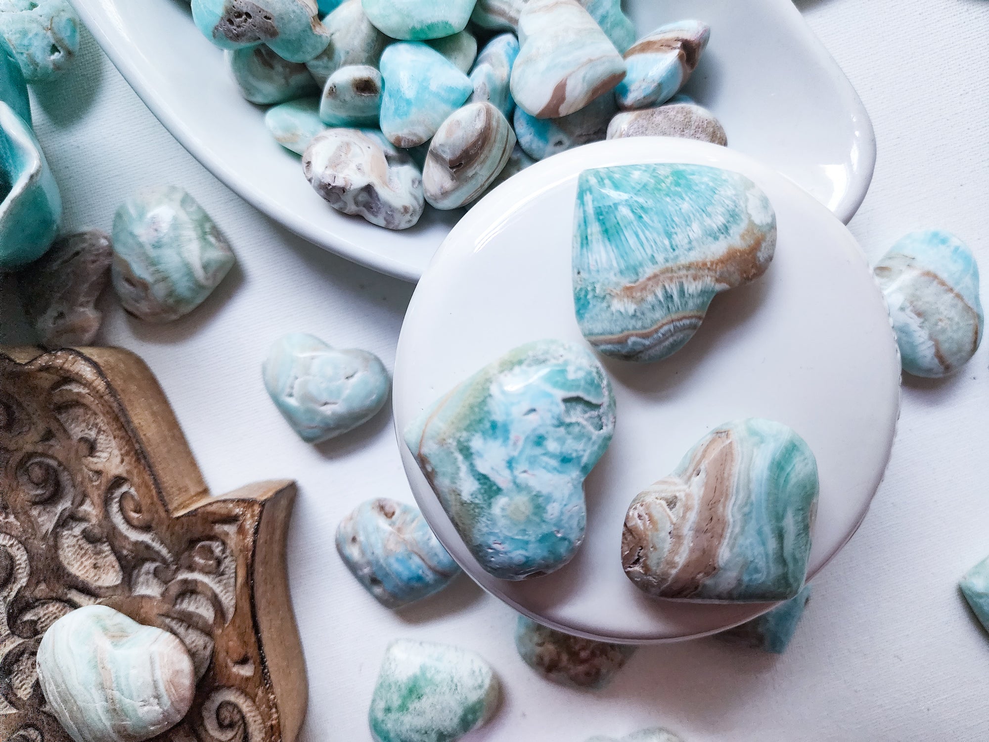 Blue Aragonite Mini Hearts