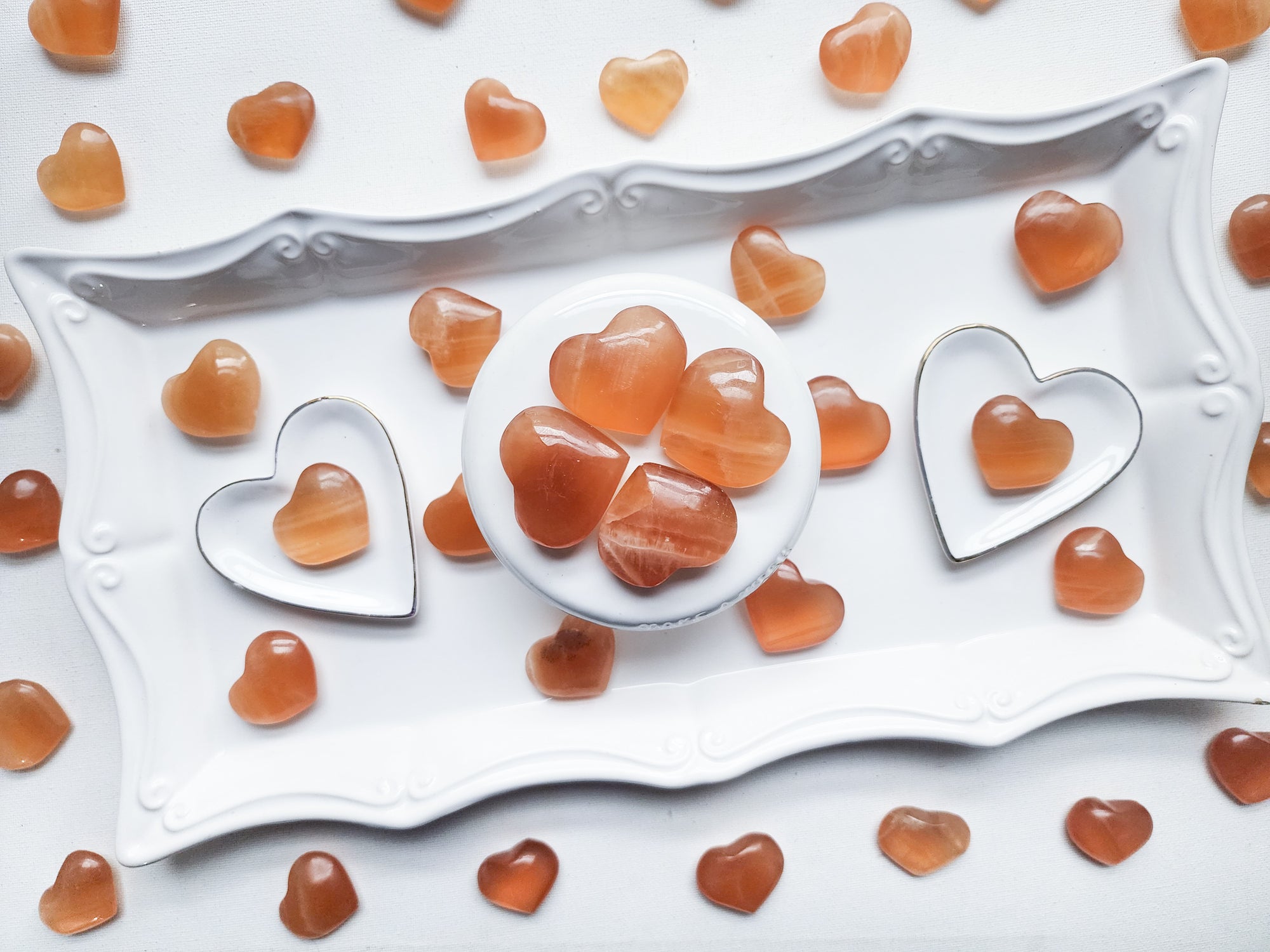 Honey Calcite Mini Hearts
