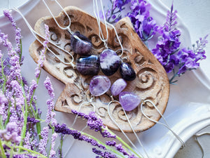 Chevron Amethyst Tumbled Necklace