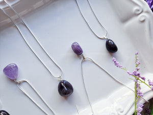 Chevron Amethyst Tumbled Necklace