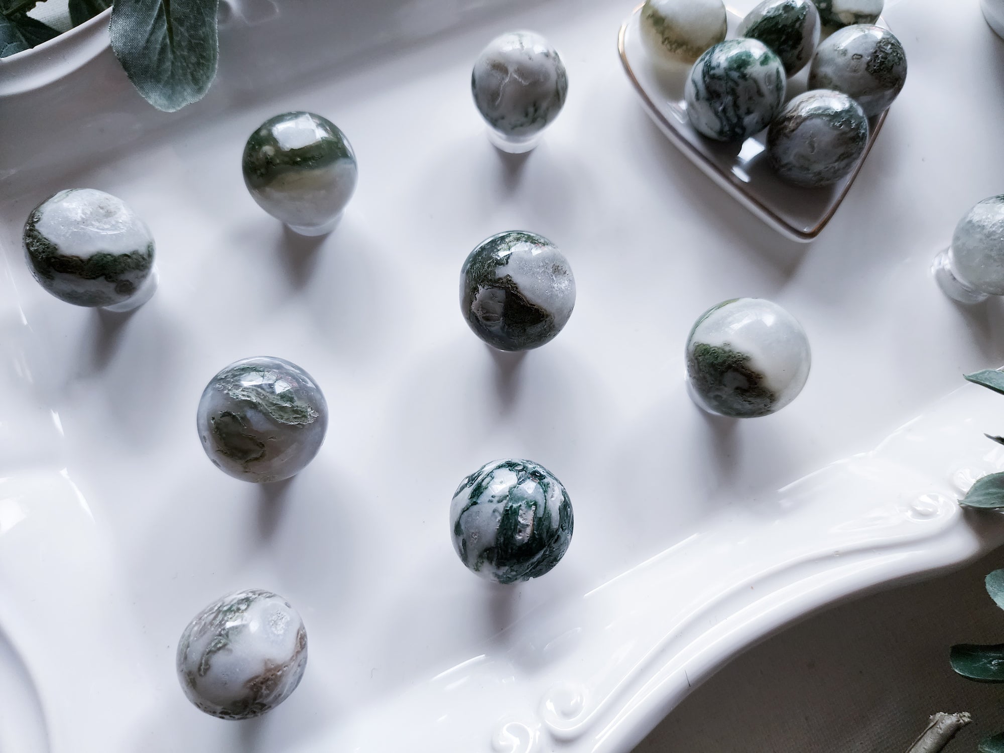 Moss Agate Sphere || Marble