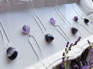 Chevron Amethyst Tumbled Necklace