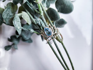 Lotus Ring || Blue Topaz