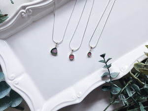 Watermelon Tourmaline Slice Sterling Necklace