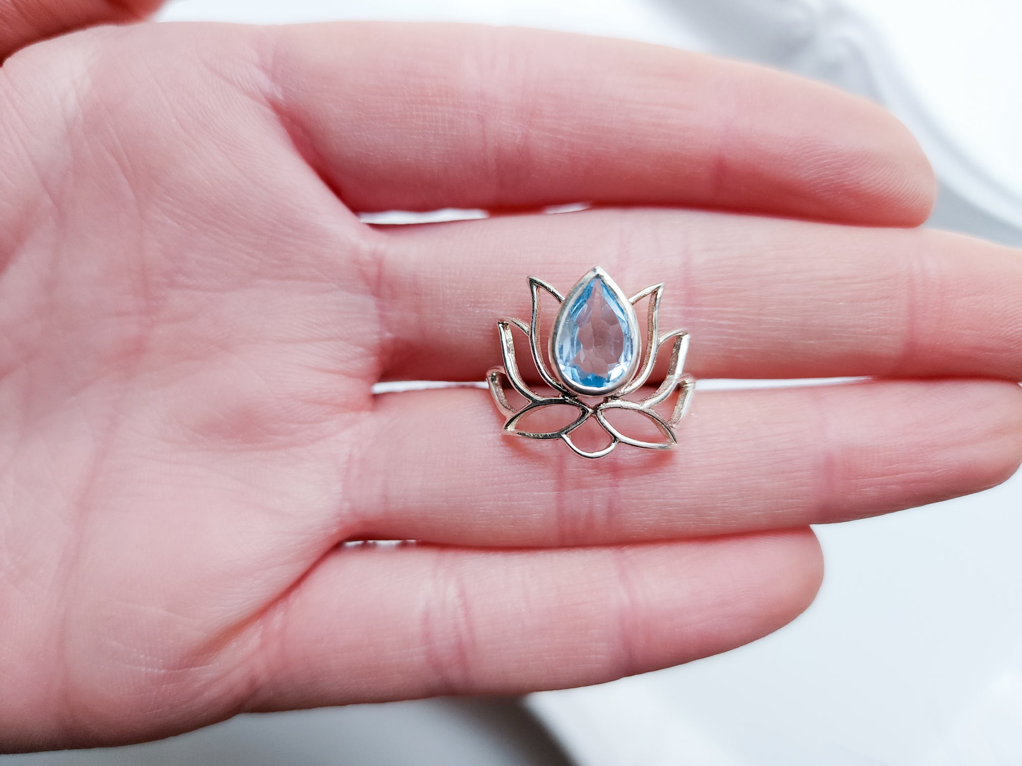 Lotus Ring || Blue Topaz