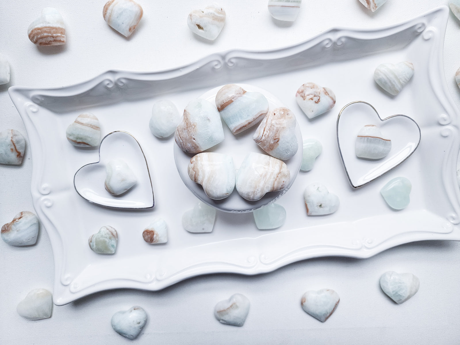 Caribbean Blue Calcite Mini Hearts