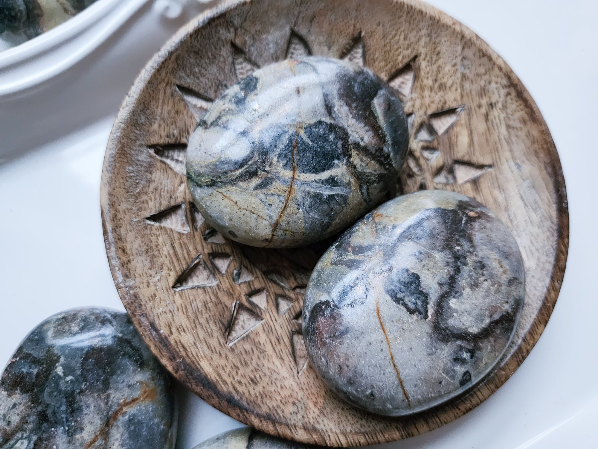 Brown Zebra Jasper Palm Stone