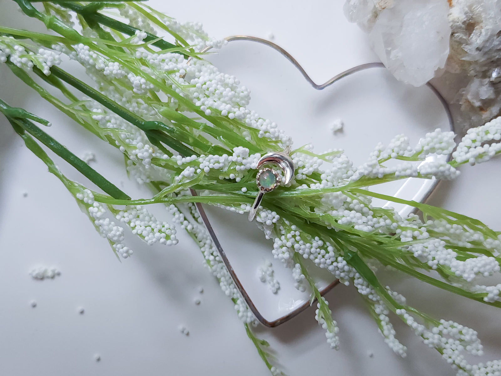Moon Sterling Ring || Ethiopian Opal
