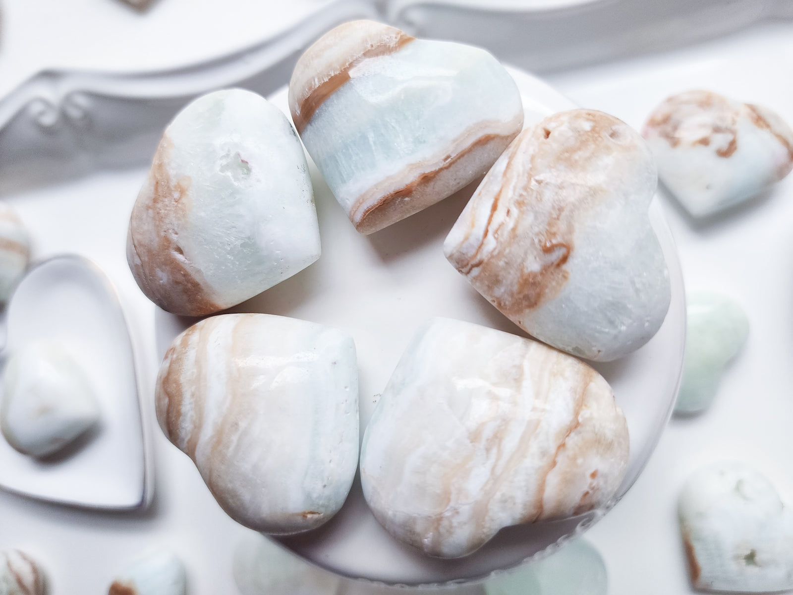 Caribbean Blue Calcite Mini Hearts