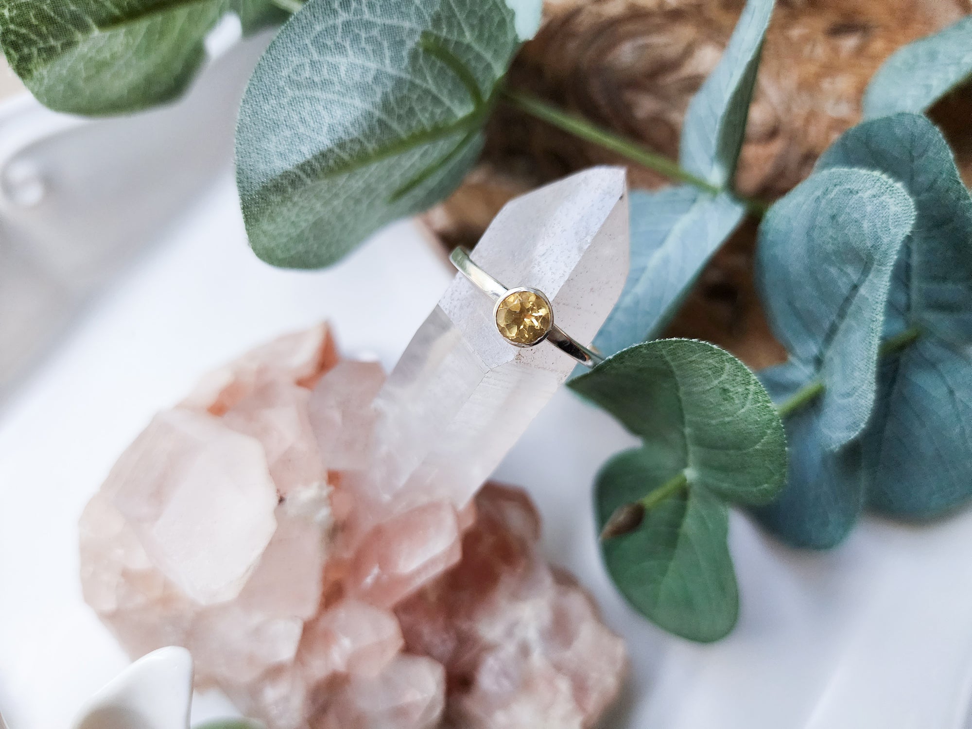 Citrine Dainty Sterling || Round