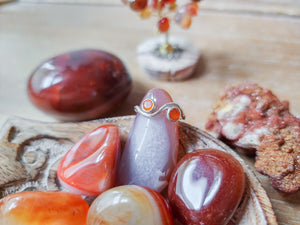 Wavy Crystal Sterling Ring || Carnelian