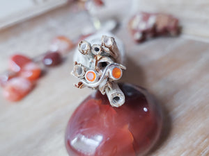 Wavy Crystal Sterling Ring || Carnelian