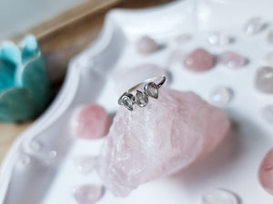 Dew Drop Dainty Sterling Ring || Rose Quartz