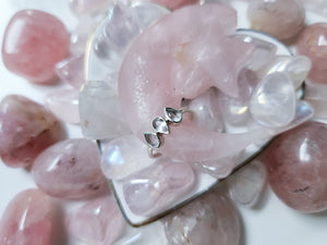 Dew Drop Dainty Sterling Ring || Rose Quartz