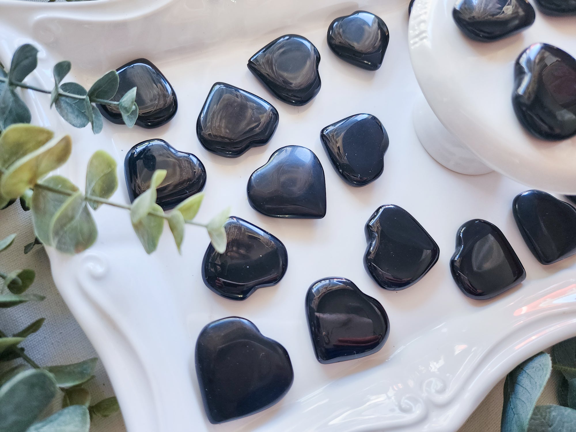 Black Obsidian Flat Mini Hearts
