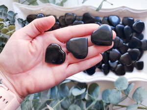 Black Obsidian Flat Mini Hearts