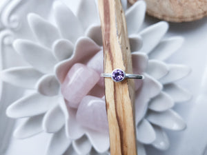 Amethyst Dainty Round Ring