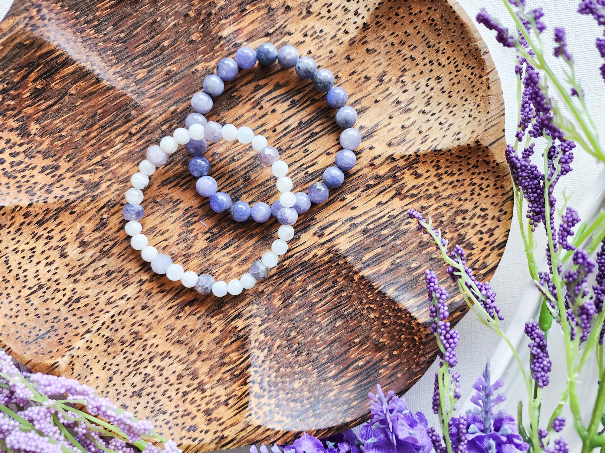 Tanzanite & Moonstone Stack Beaded Bracelets || Reiki Infused