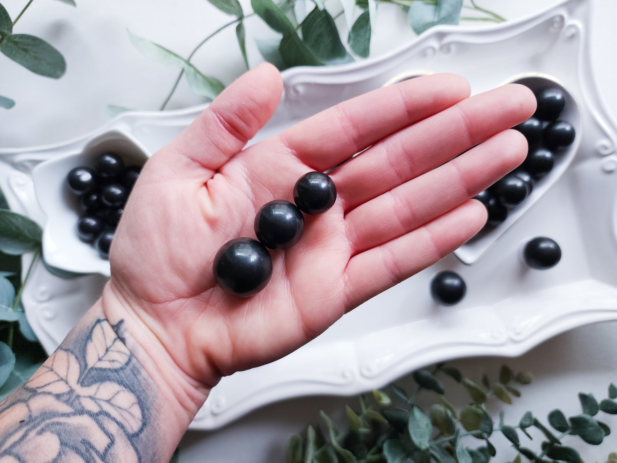 Black Tourmaline Sphere || Marble