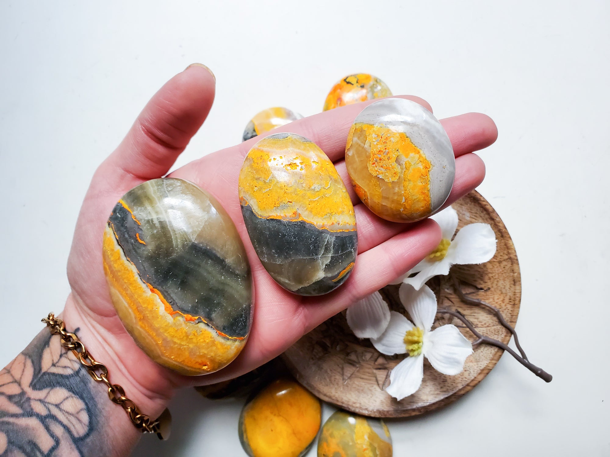 Bumblebee Jasper Palm Stone