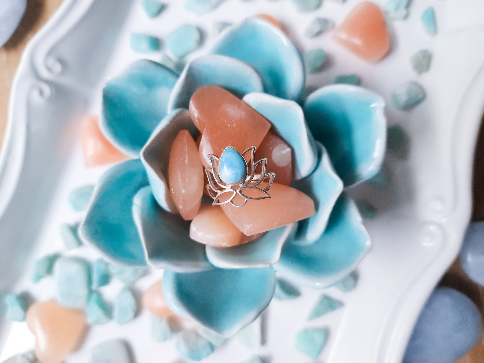 Lotus Ring || Larimar
