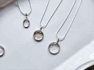 Clear Quartz Etched Necklace