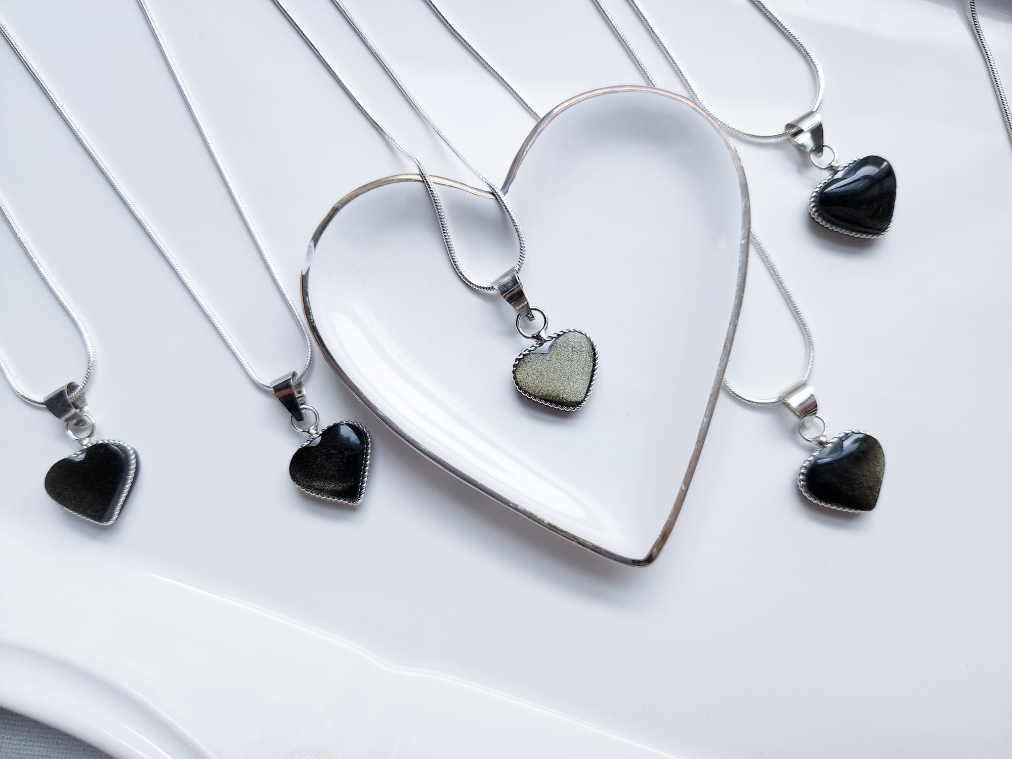 Gold Sheen Obsidian Heart Pendant Necklace