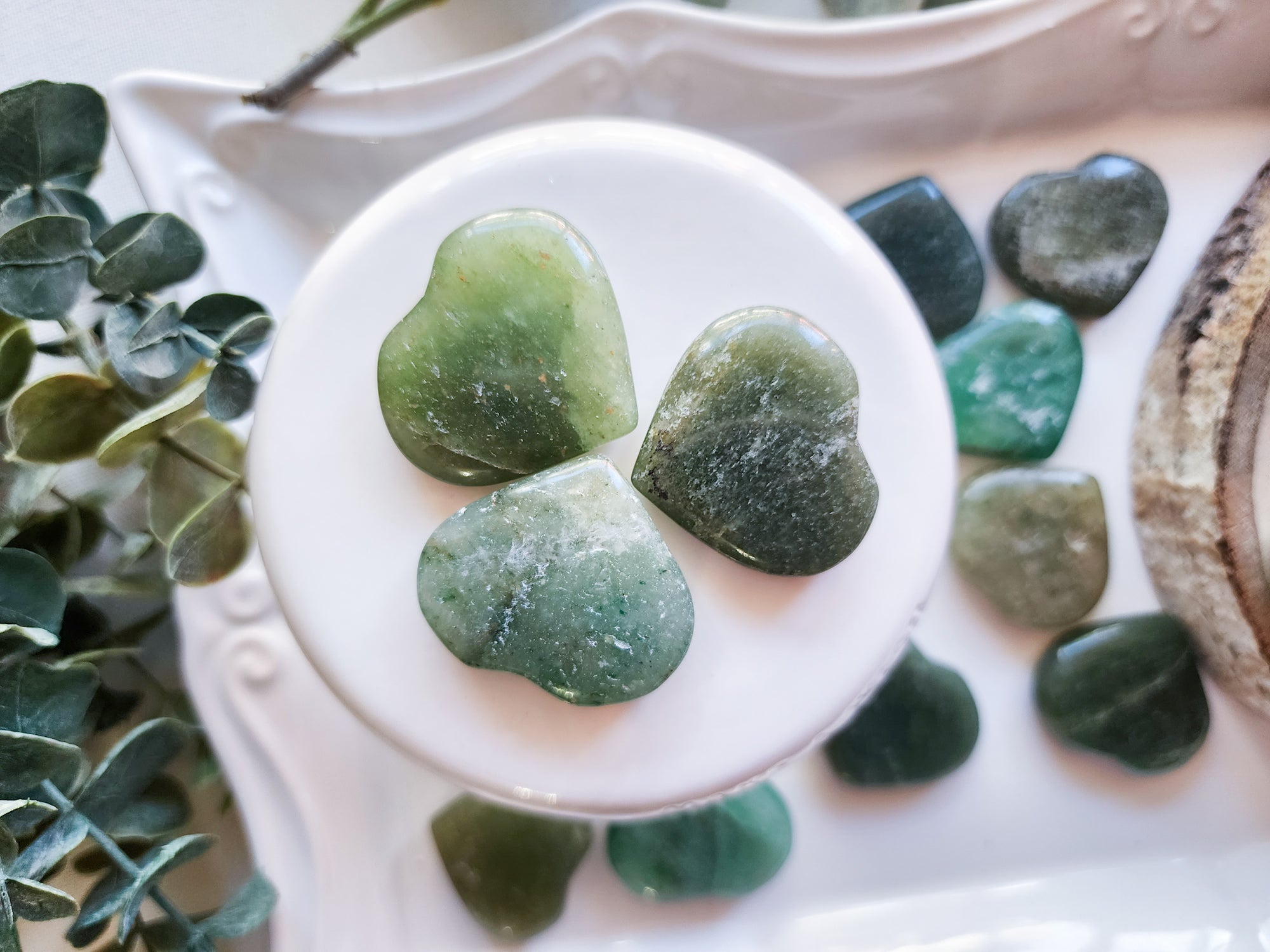 Green Aventurine Flat Mini Hearts