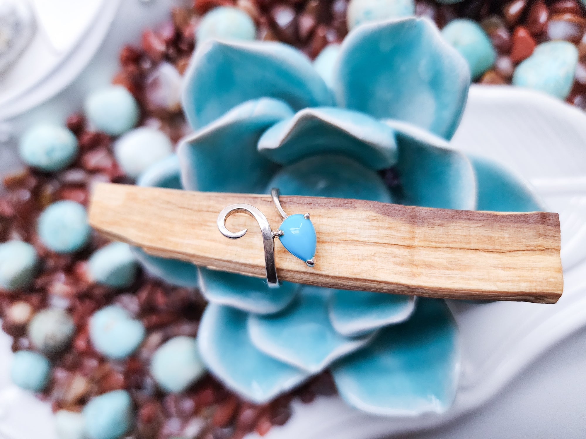 Curlicue Sterling Silver Ring || Turquoise