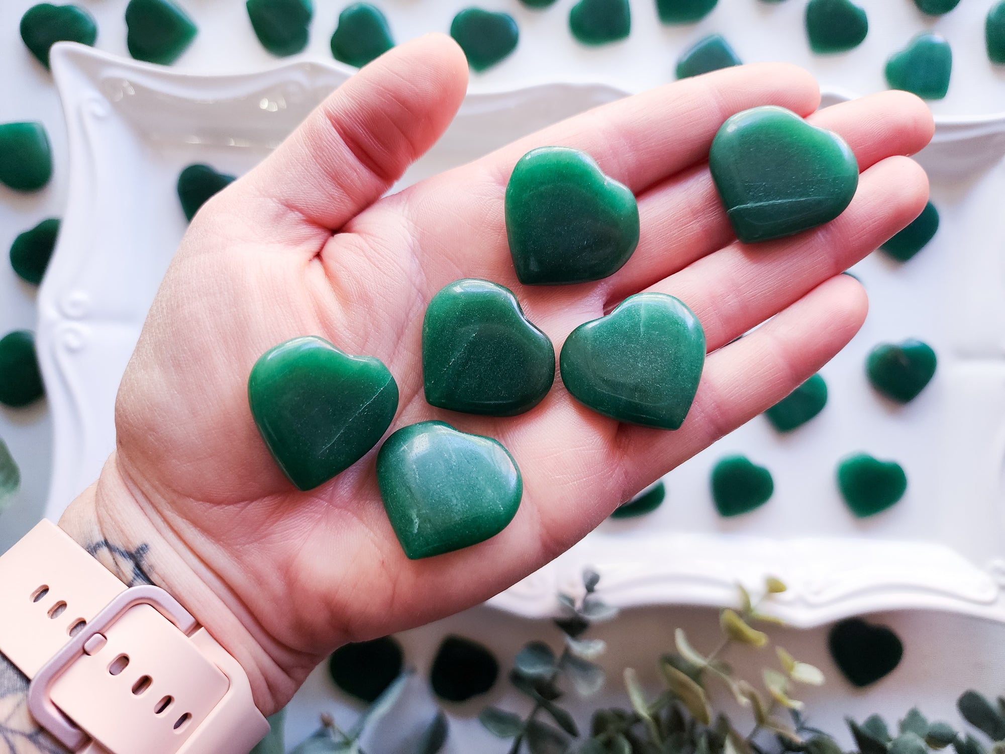 Jade Flat Mini Hearts
