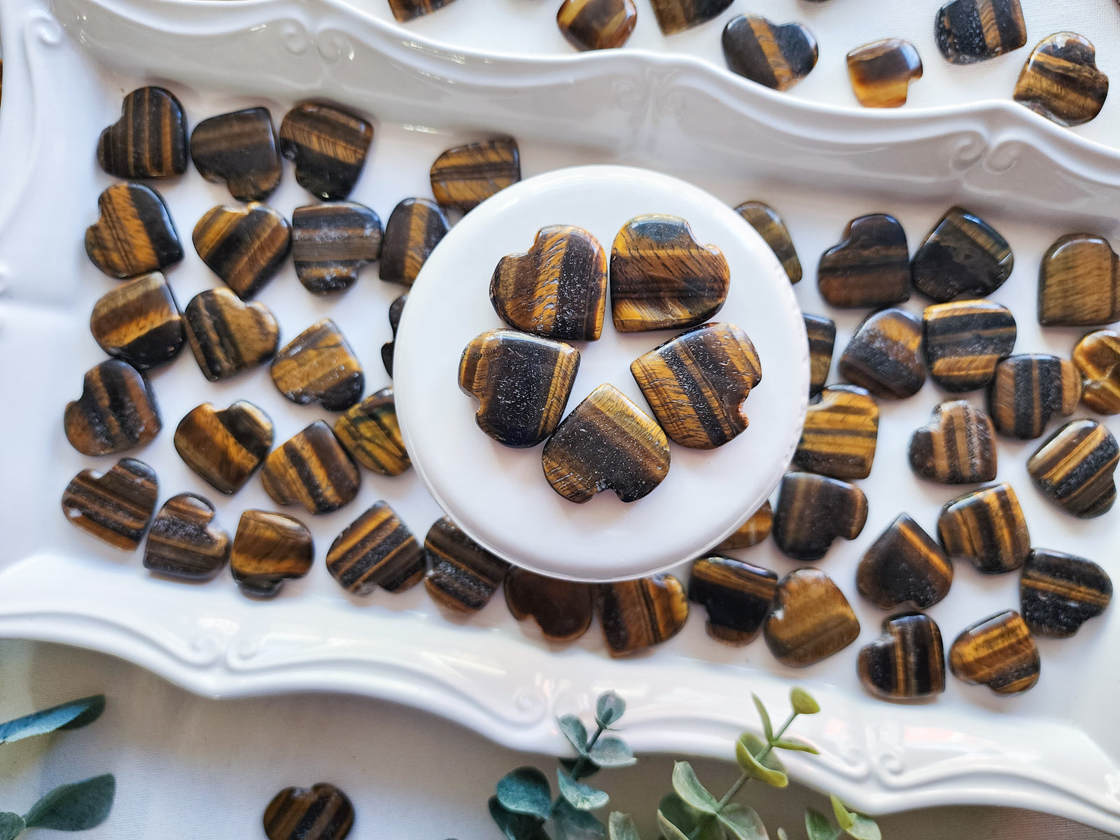 Tiger Eye Flat Mini Hearts