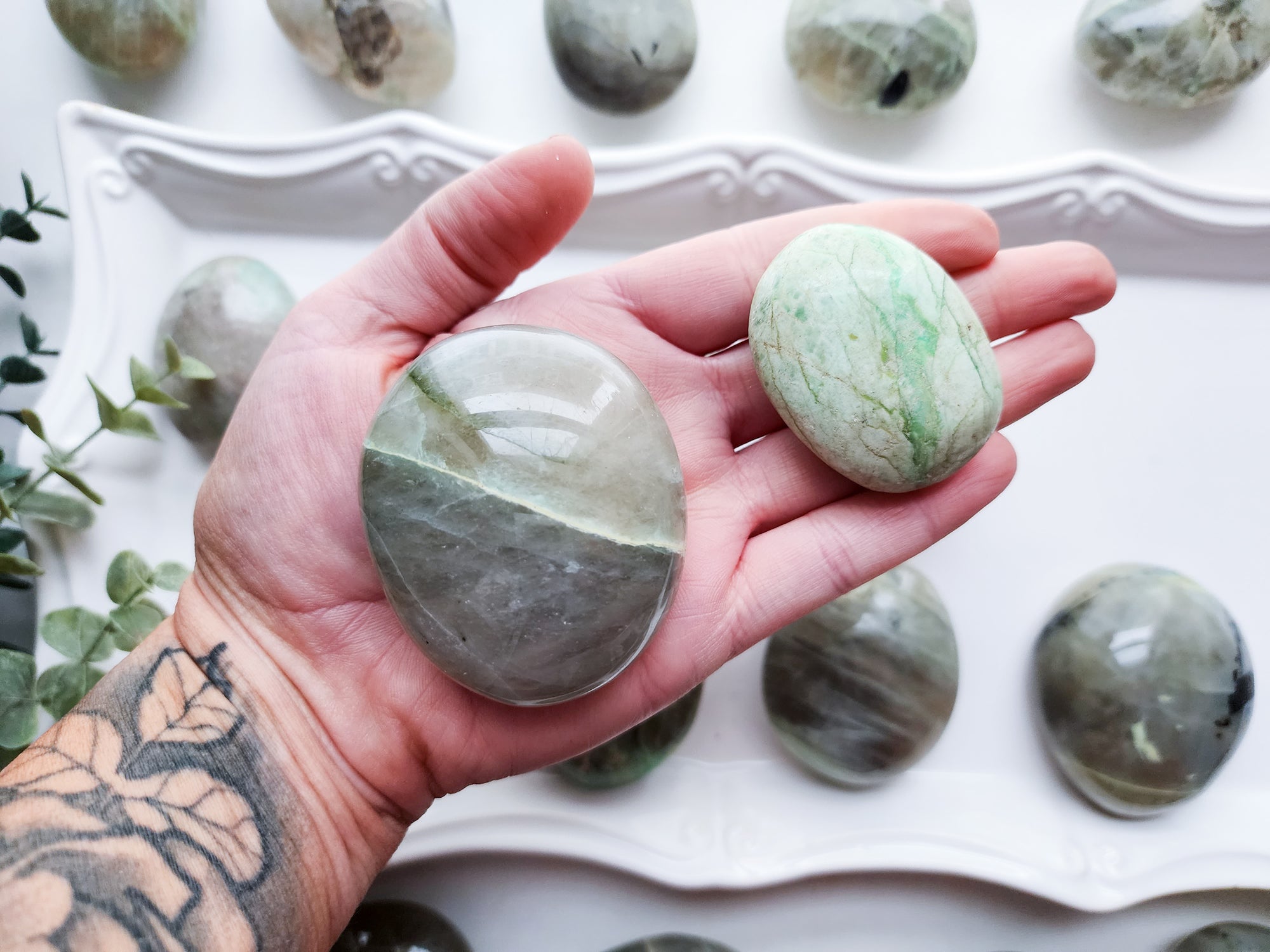 Garnierite Green Moonstone Palm Stone