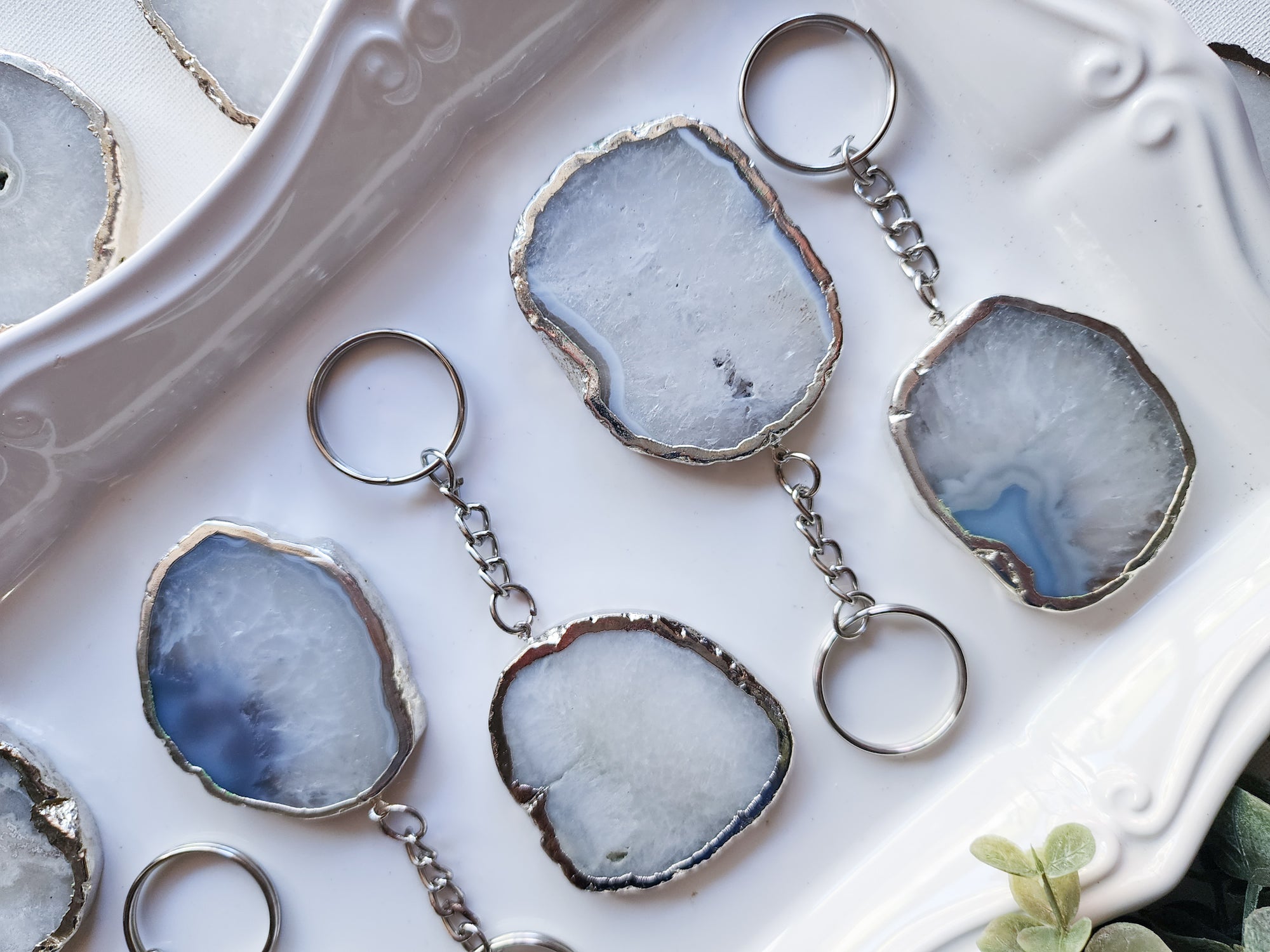 Agate Slice Keychain