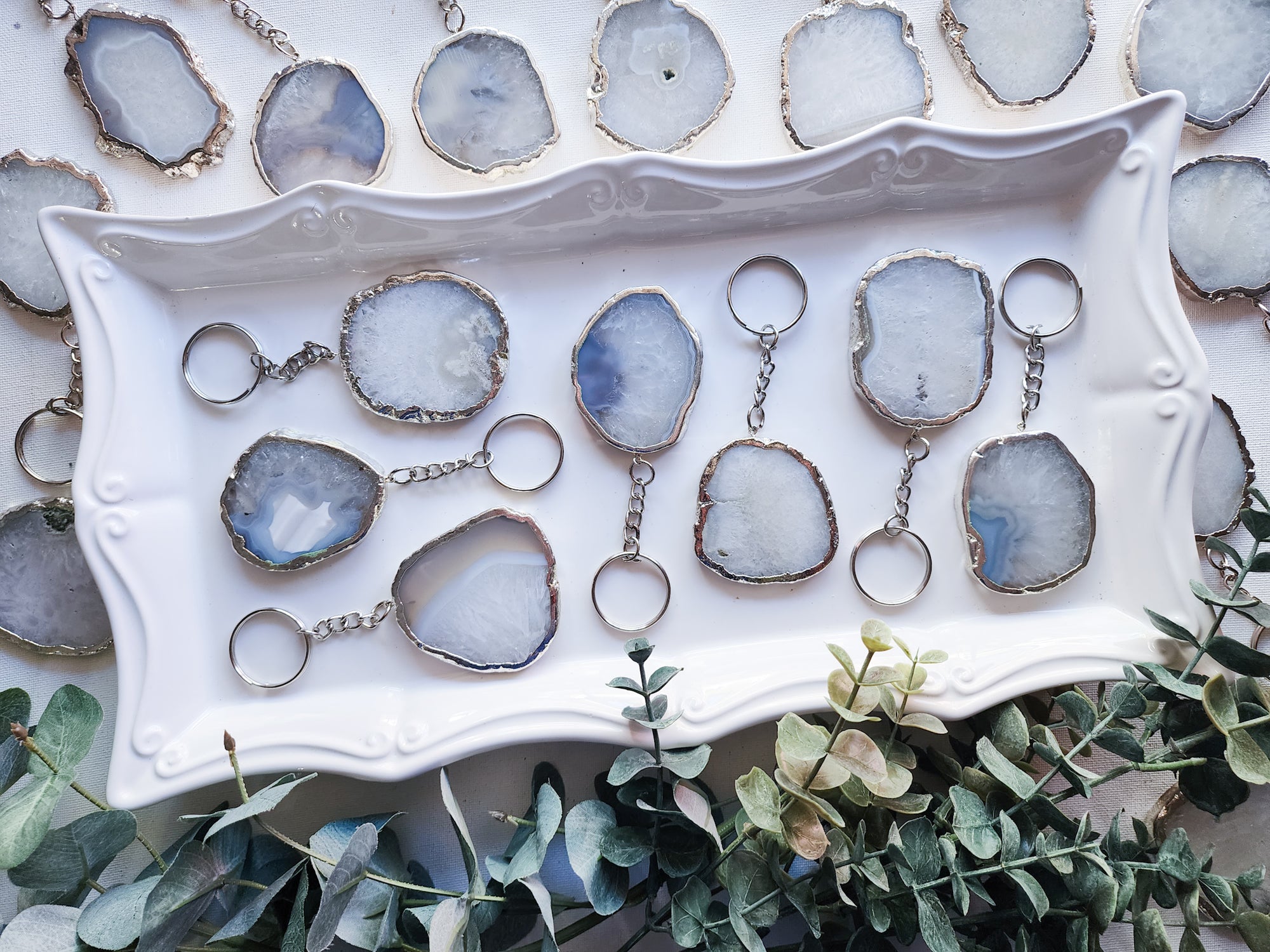 Agate Slice Keychain