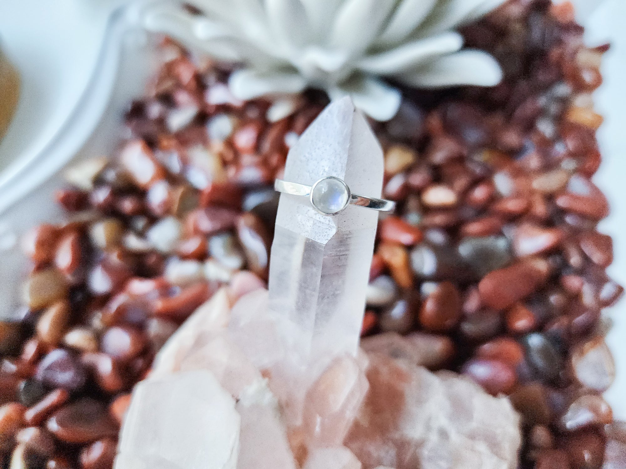 Moonstone Dainty Sterling || Round