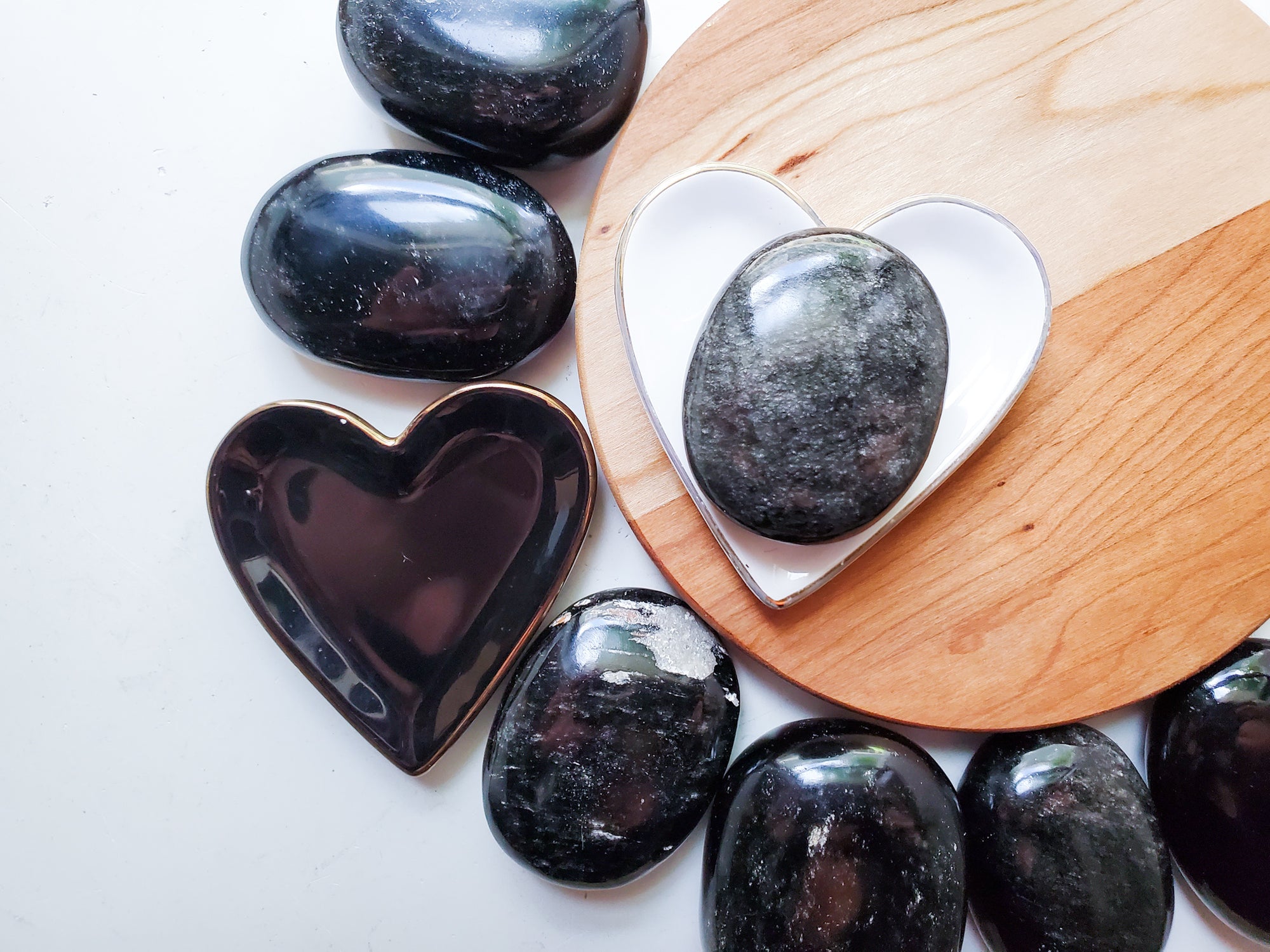 Silver Sheen Obsidian Palm Stone