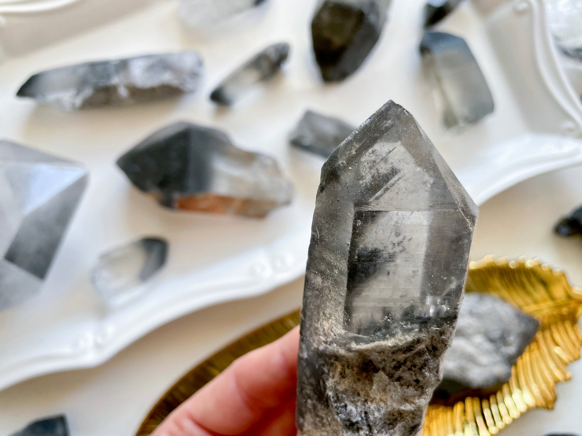 Grey Lithium Phantom Ghost Quartz Raw Points