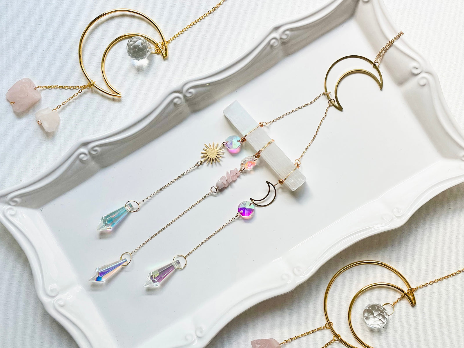 Selenite & Rose Quartz Celestial Rainbow Catcher