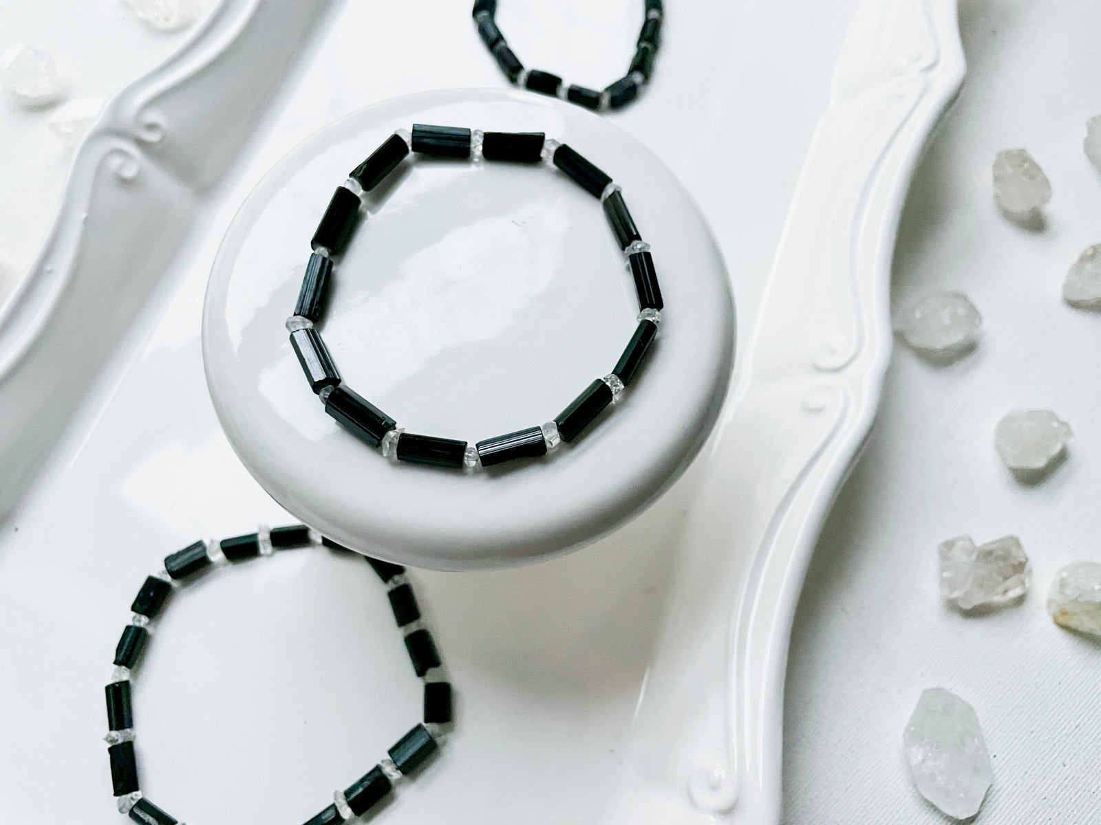 Tourmaline & Diamond Quartz Bracelet