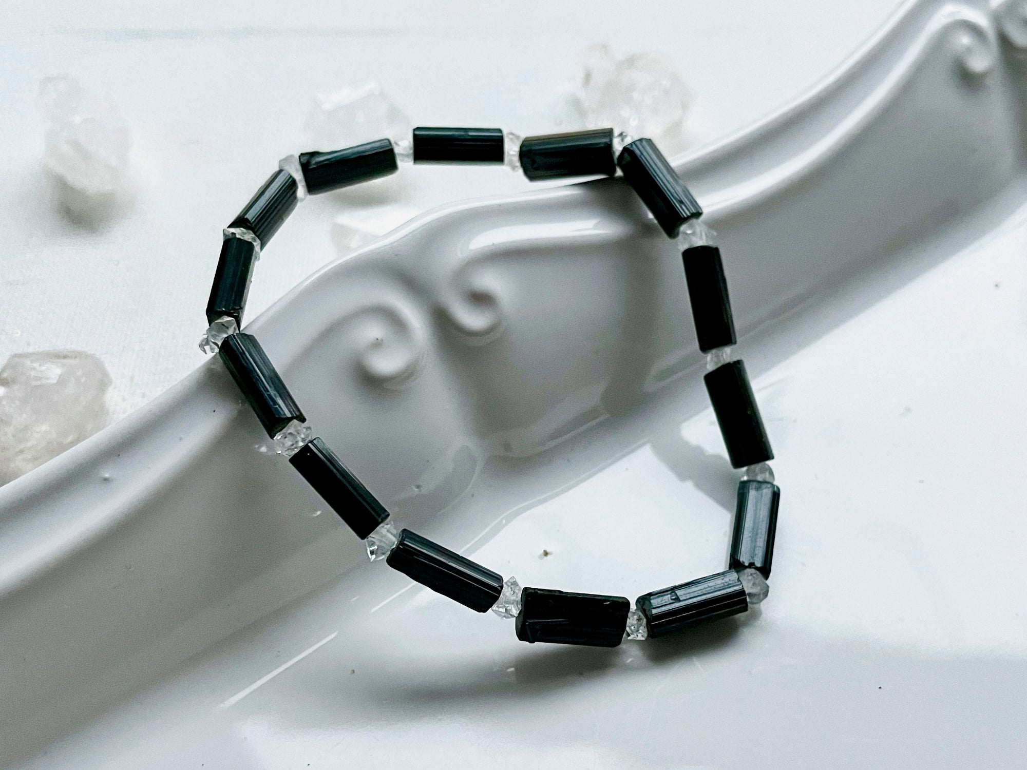 Tourmaline & Diamond Quartz Bracelet