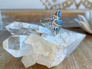 Triple Stone Goddess Ring || Labradorite